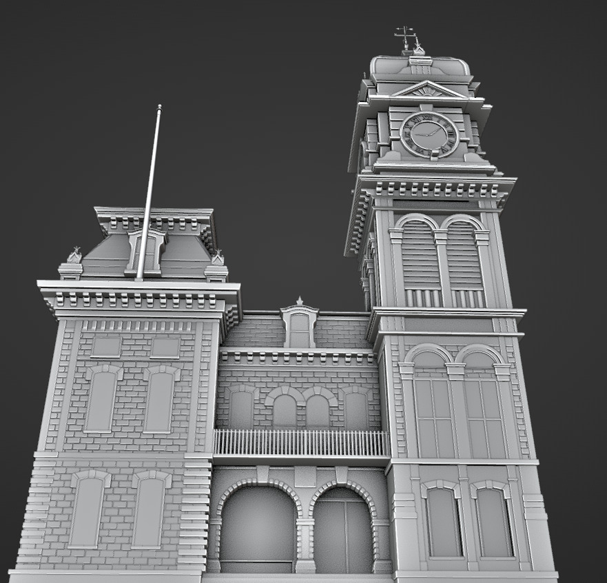 Detailed Clocktower Building 3D Model Low-poly 3D model_2