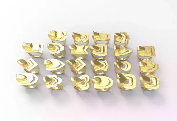 22 New Rings Hight quality 3dm stl light weight jewelery