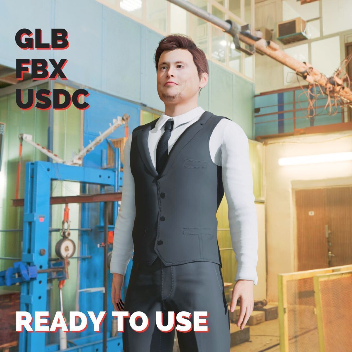 Elon Musk 3D Character Low Poly Rigged Animated XR Ready Low-poly 3D model_2