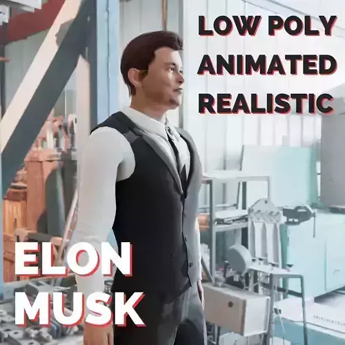 Elon Musk 3D Character Low Poly Rigged Animated XR Ready