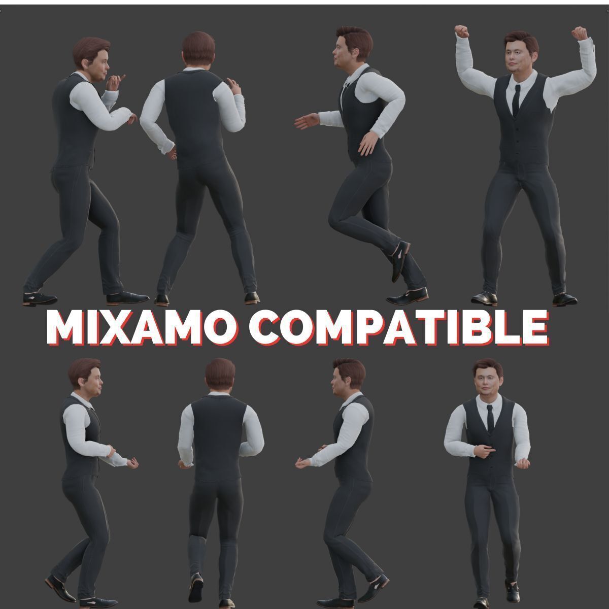 Elon Musk 3D Character Low Poly Rigged Animated XR Ready Low-poly 3D model_5