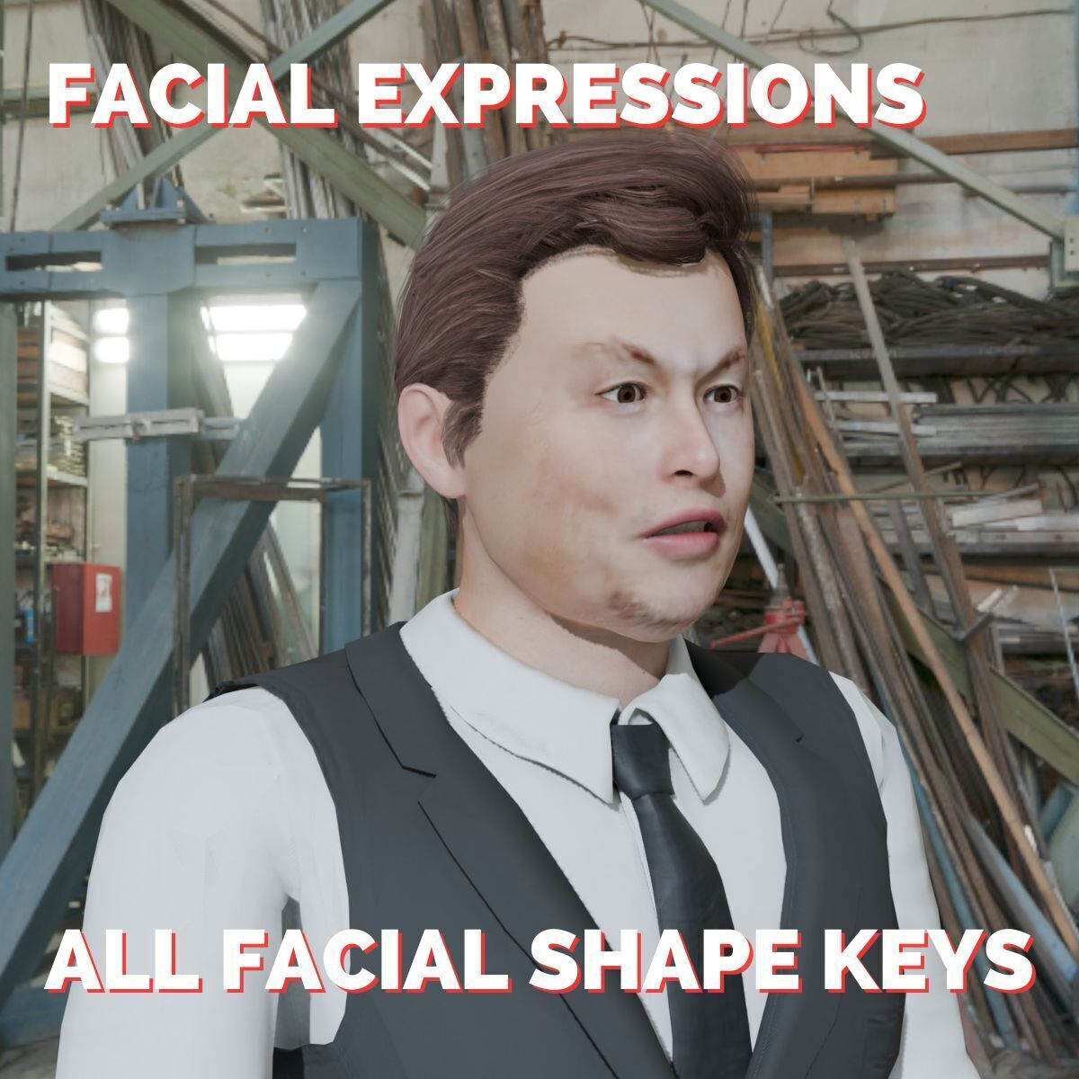 Elon Musk 3D Character Low Poly Rigged Animated XR Ready Low-poly 3D model_3