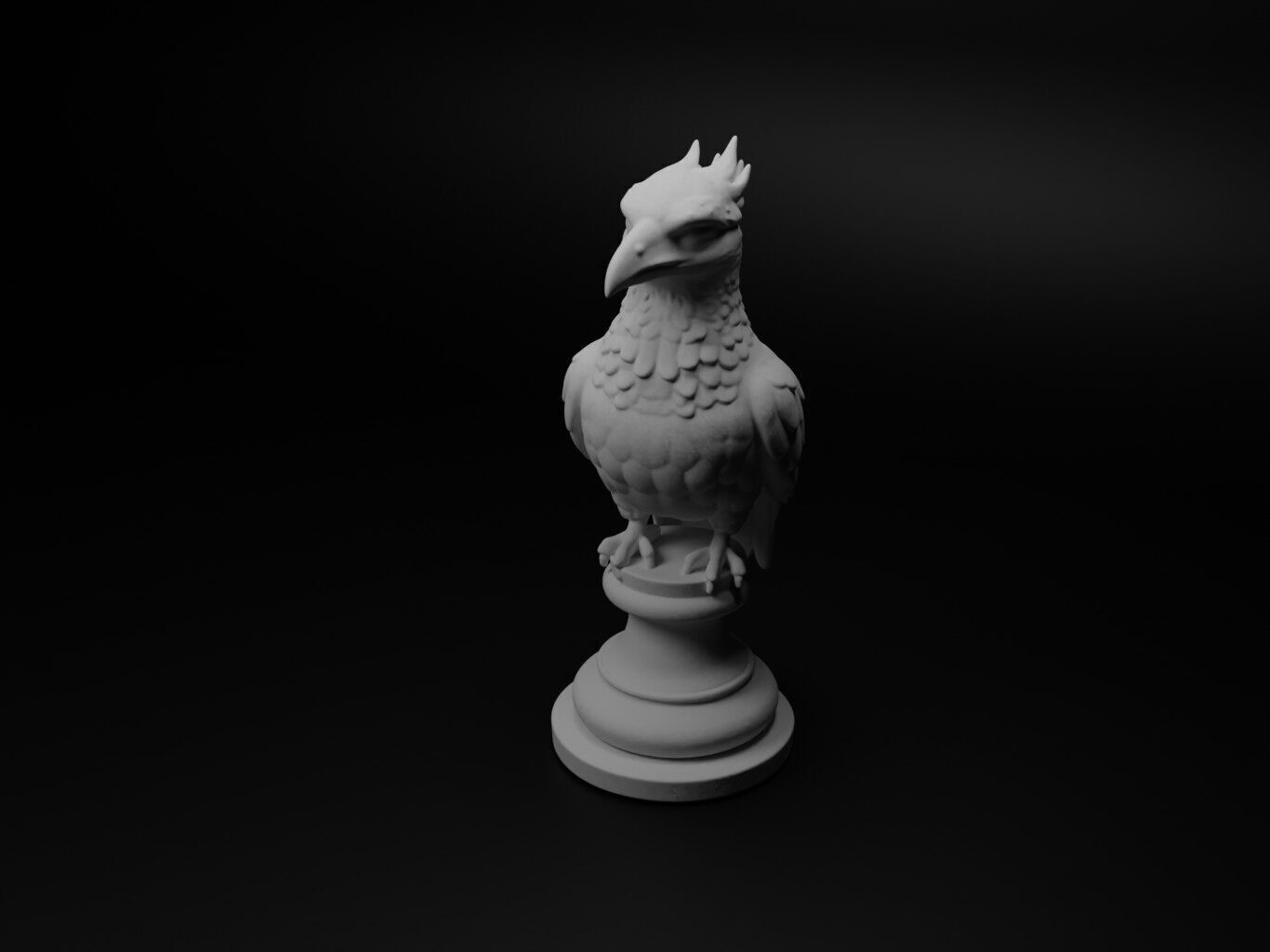 Magpie Animal Bust Chess 3D print model_1