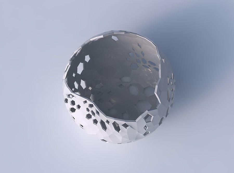 Bowl spheric wavy with crystal skin with holes 3D print model_2