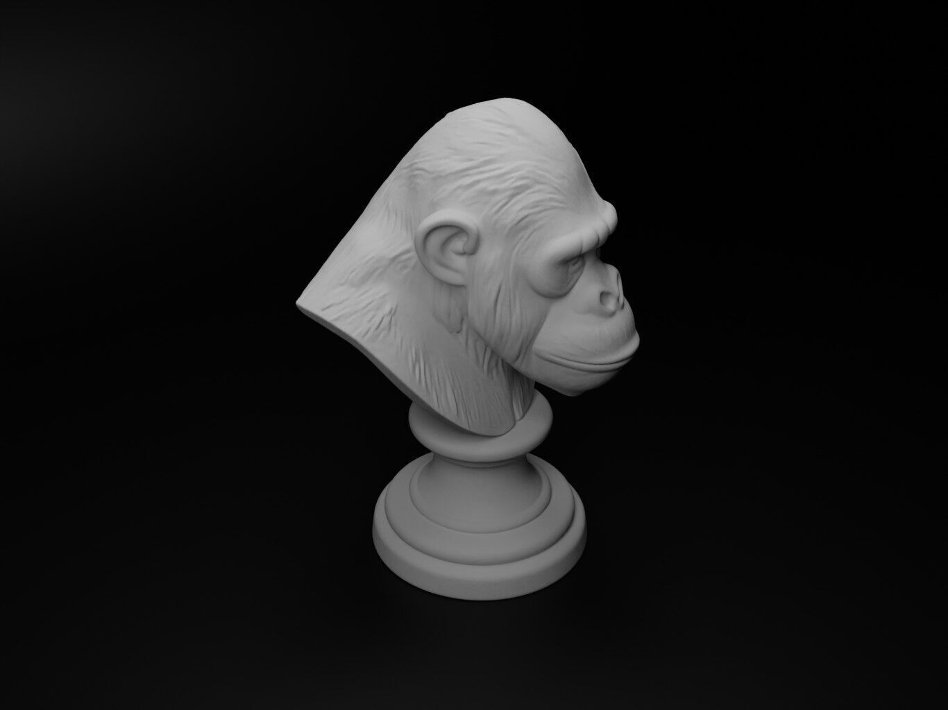 Orangutan Animal Bust Chess 3D print model_2