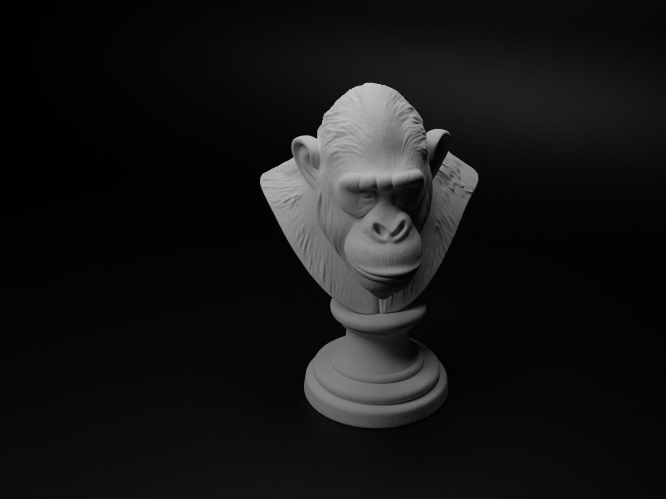 Orangutan Animal Bust Chess 3D print model_1