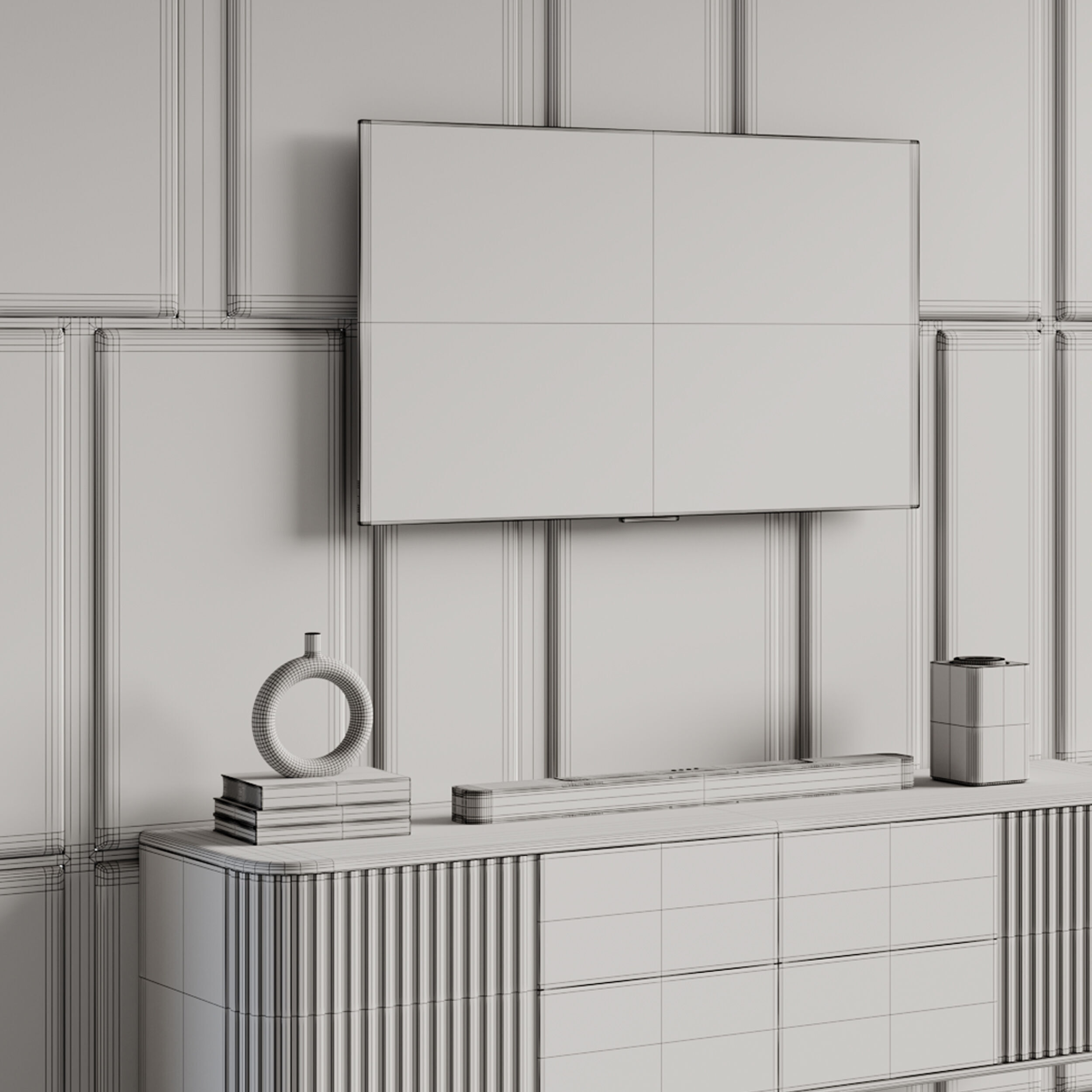 Modern TV Wall 032 3D model_14
