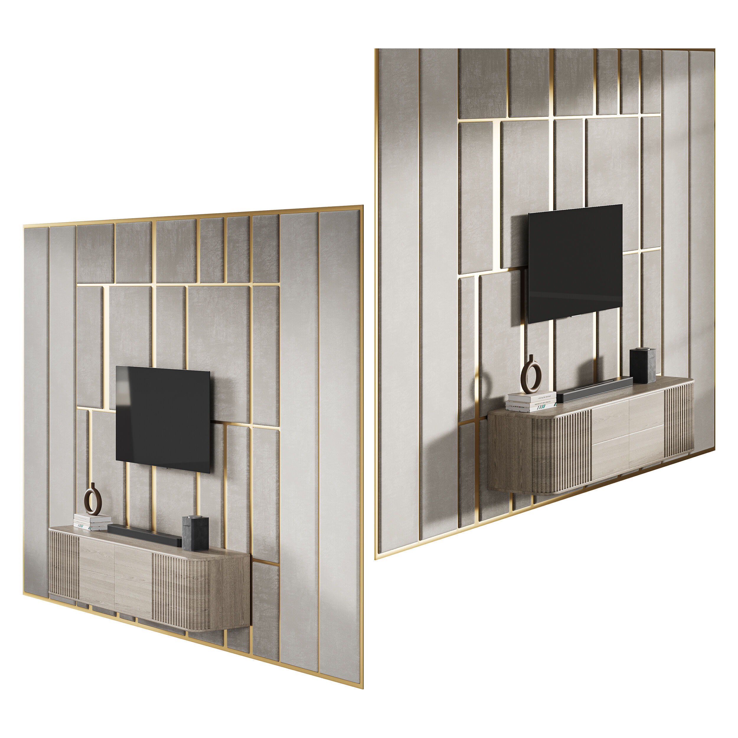 Modern TV Wall 032 3D model_1