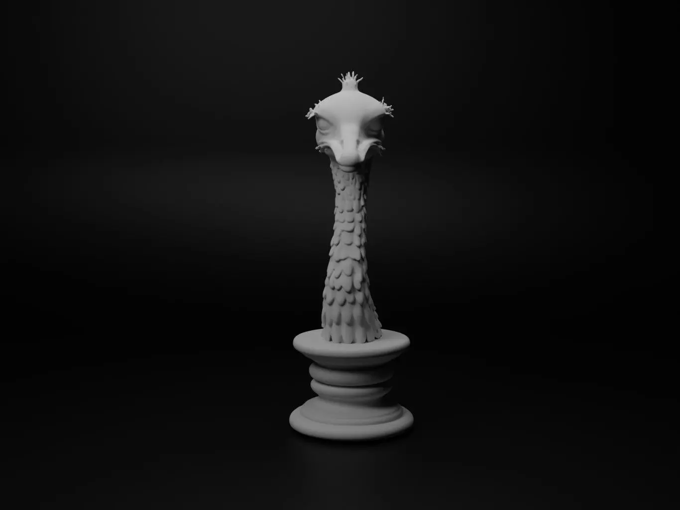 Ostrich Animal Bust Chess 3D print model_0