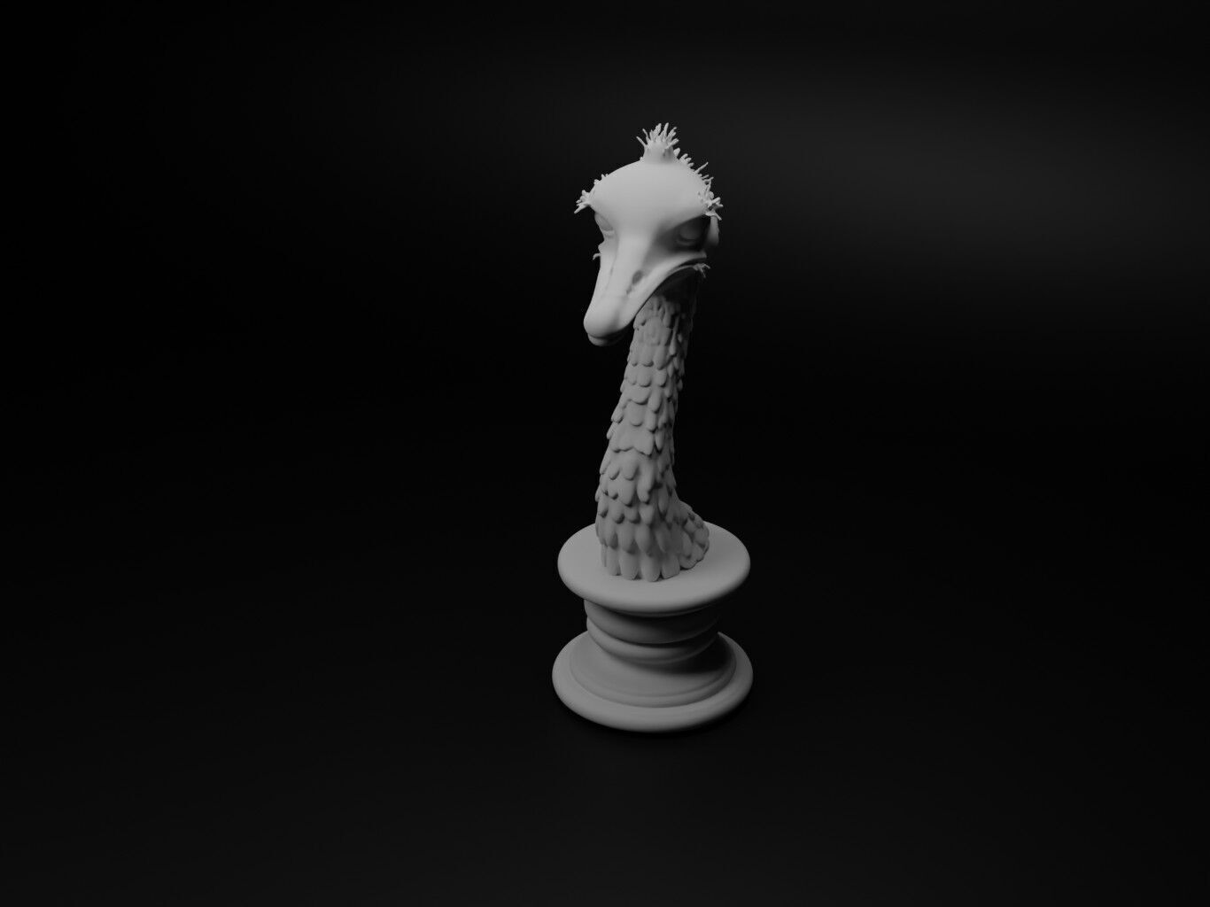 Ostrich Animal Bust Chess 3D print model_1