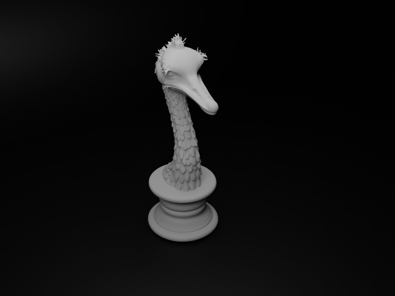 Ostrich Animal Bust Chess 3D print model_2