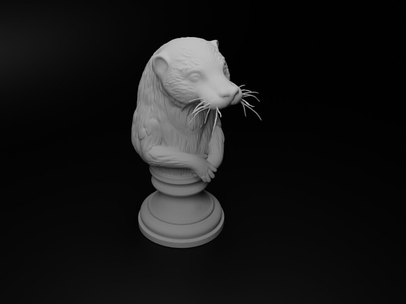 Otter Animal Bust Chess 3D print model_2