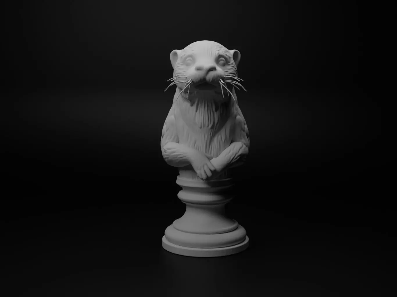 Otter Animal Bust Chess 3D print model_0