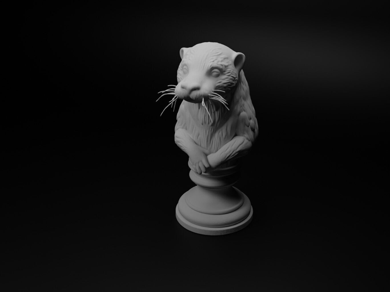 Otter Animal Bust Chess 3D print model_1