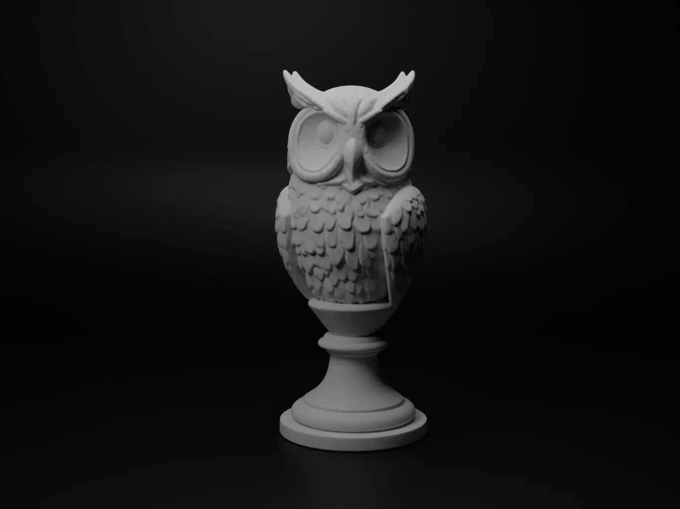 Owl Animal Bust Chess 3D print model_0