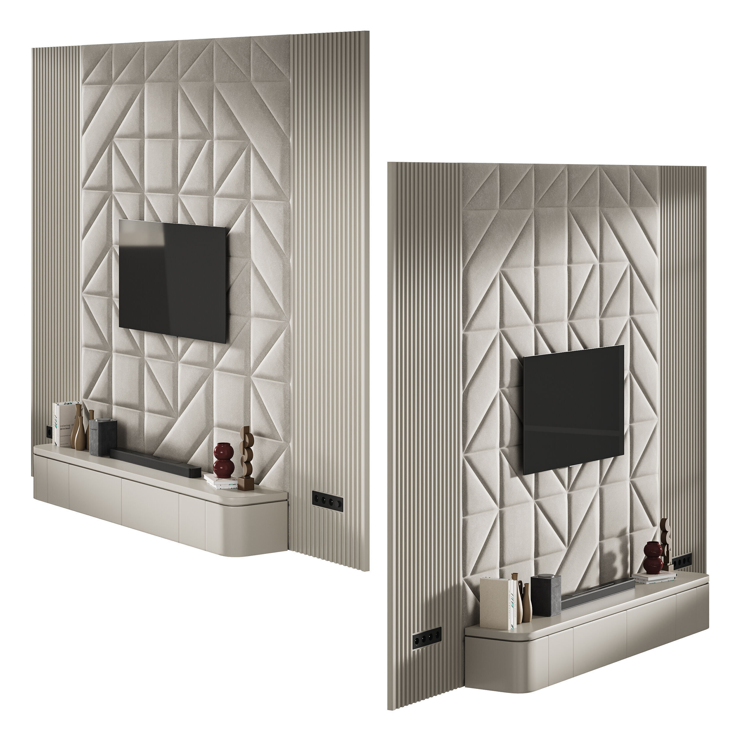 Modern TV Wall 033 3D model_1