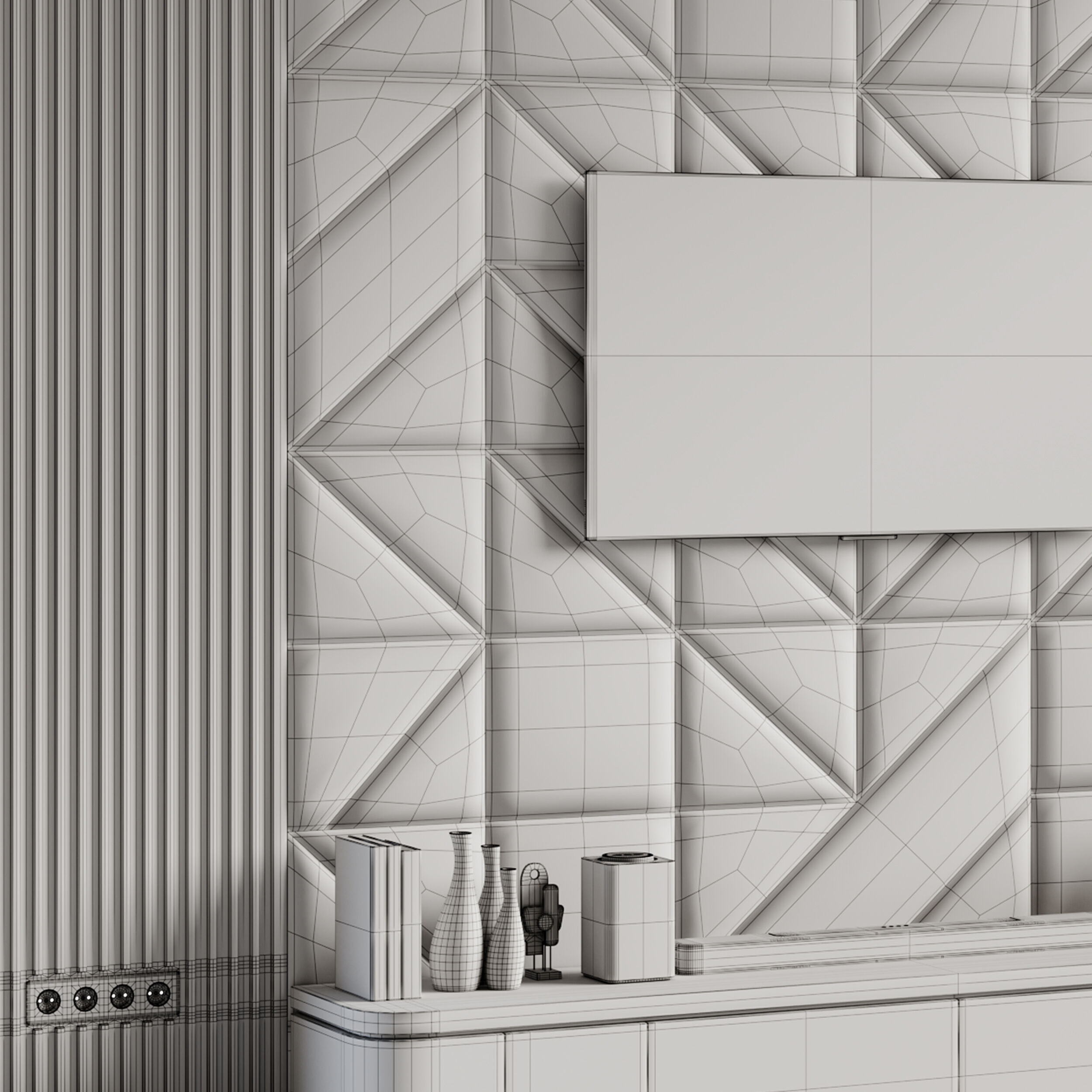 Modern TV Wall 033 3D model_14