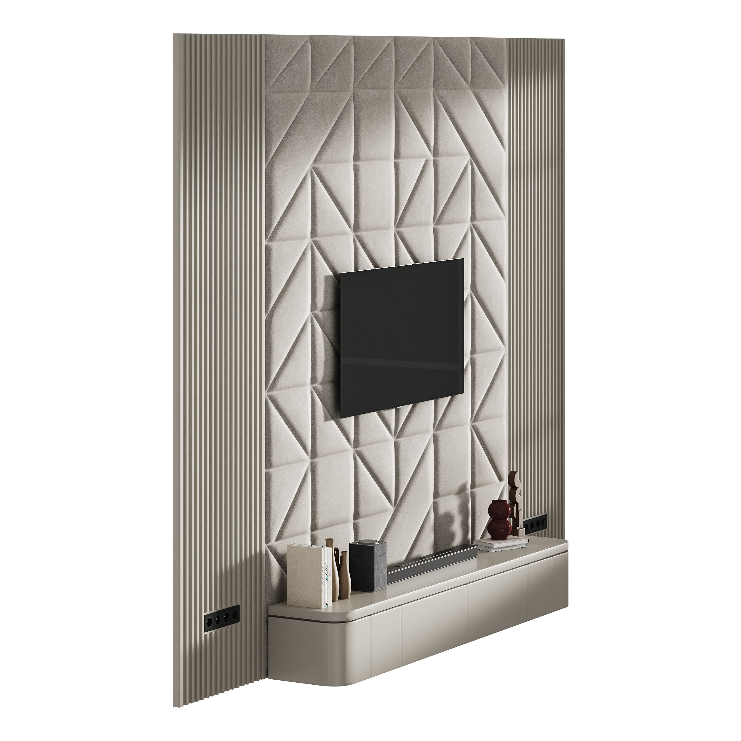 Modern TV Wall 033 3D model_3