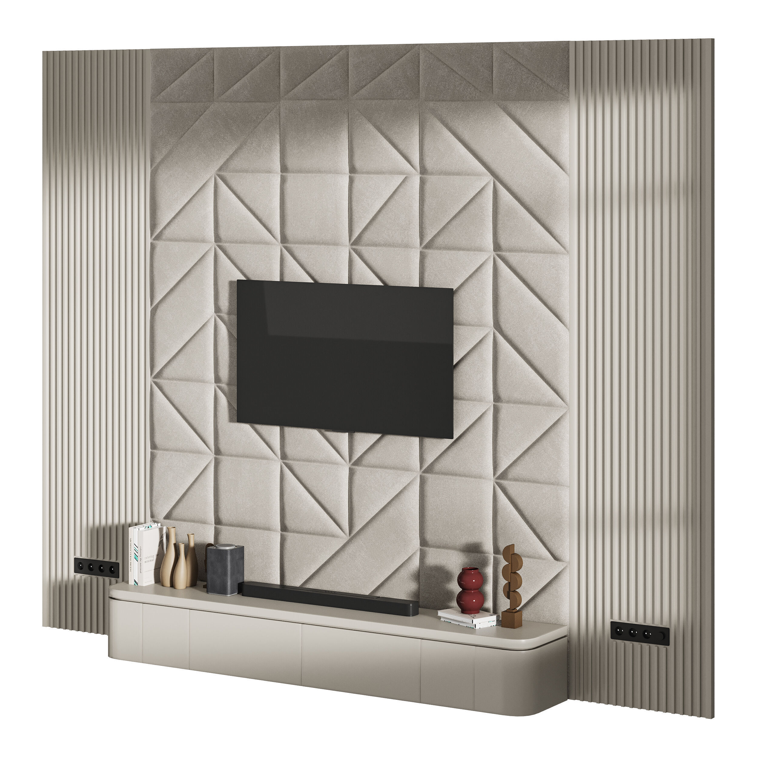 Modern TV Wall 033 3D model_2