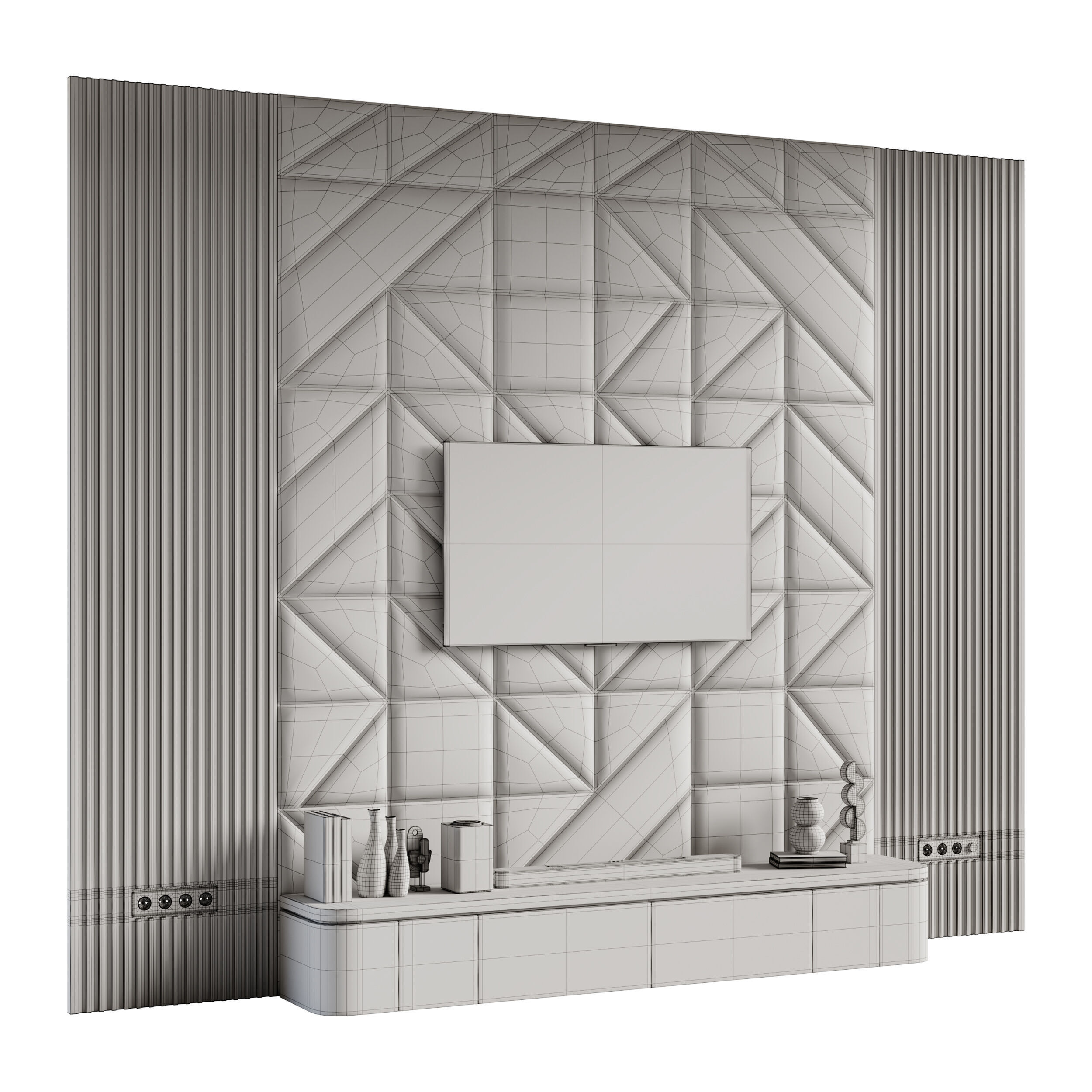 Modern TV Wall 033 3D model_13