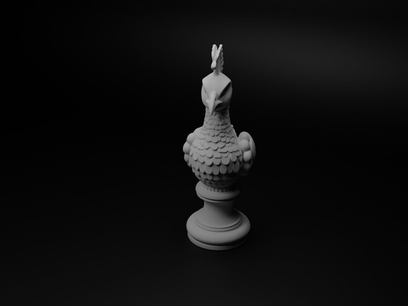 Peacock Animal Bust Chess 3D print model_1