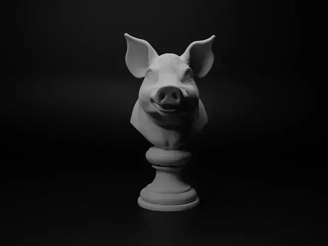 Pig Animal Bust Chess