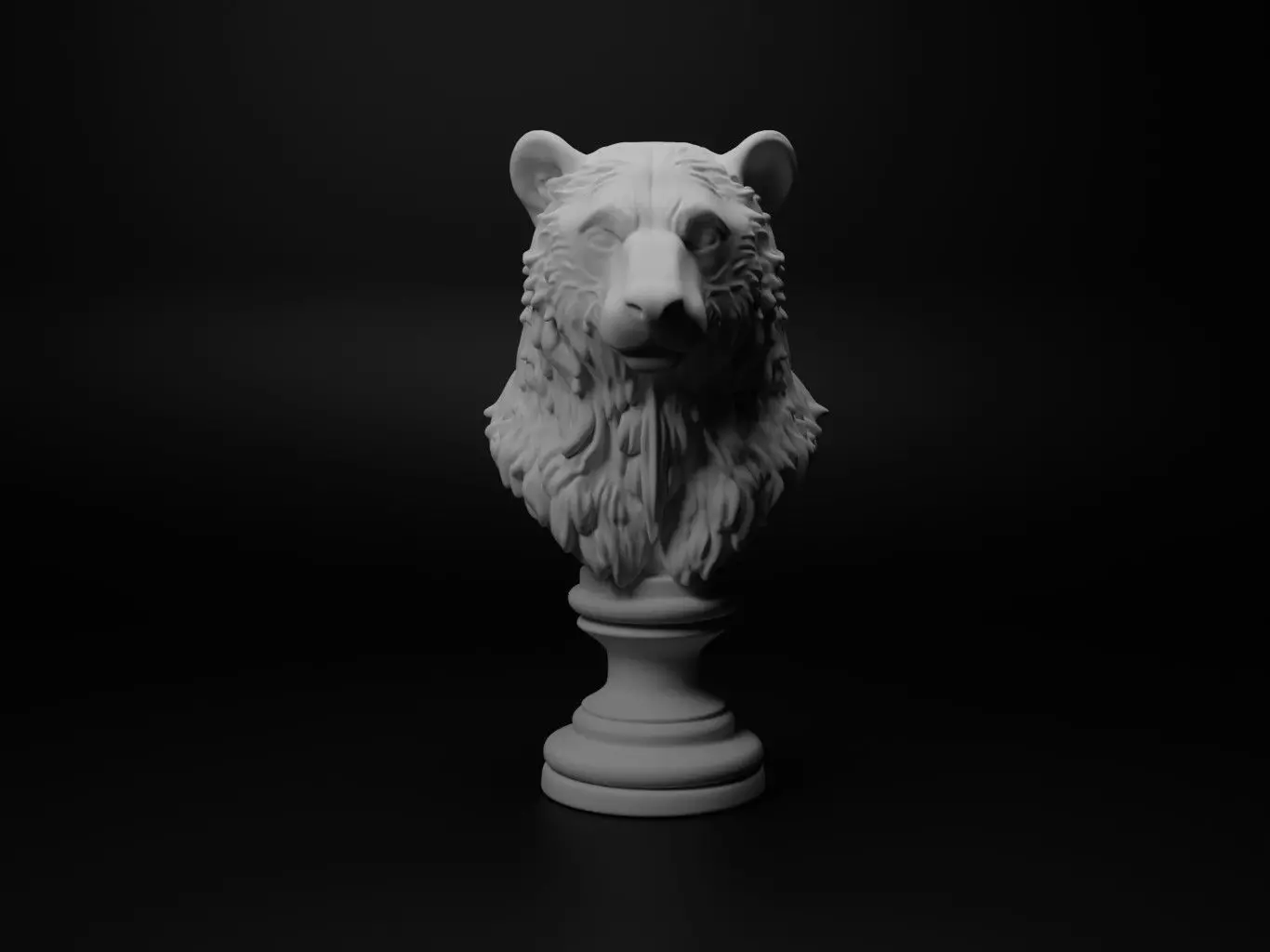Polar Bear Animal Bust Chess 3D print model_0