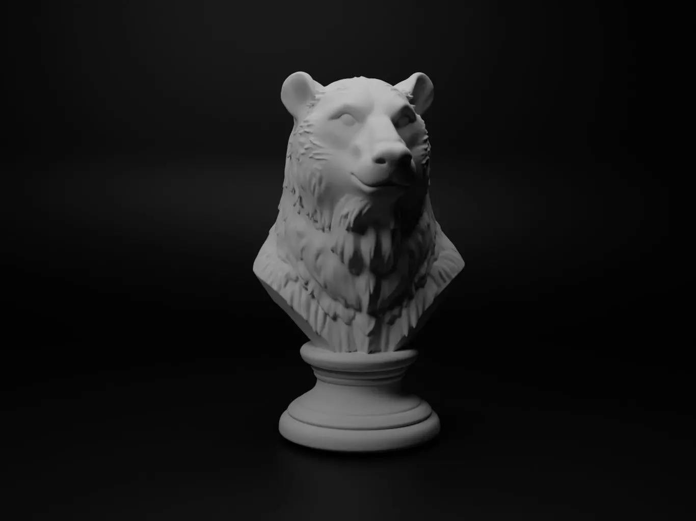 Polar Bear Animal Bust Chess 3D print model_0