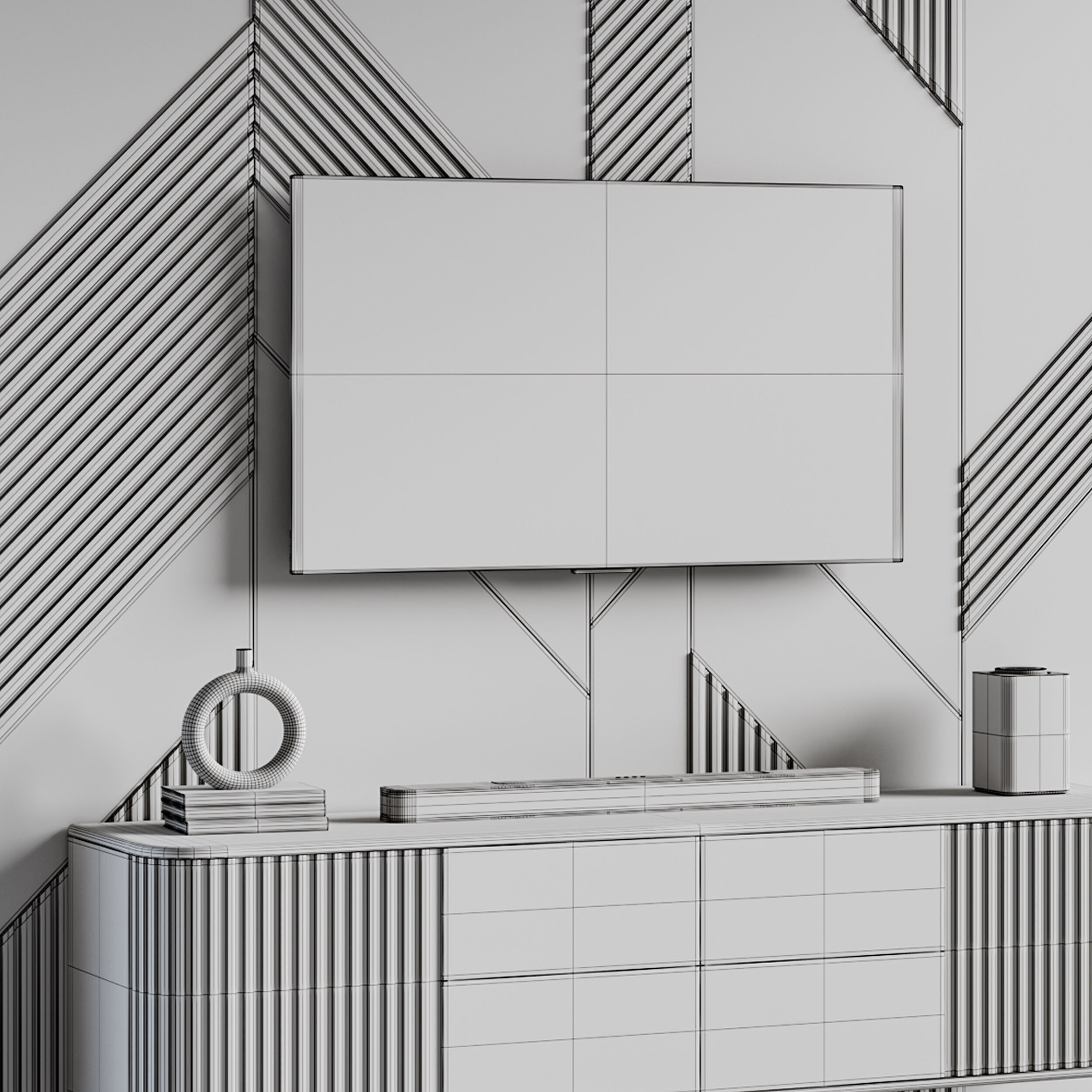 Modern TV Wall 034 3D model_14