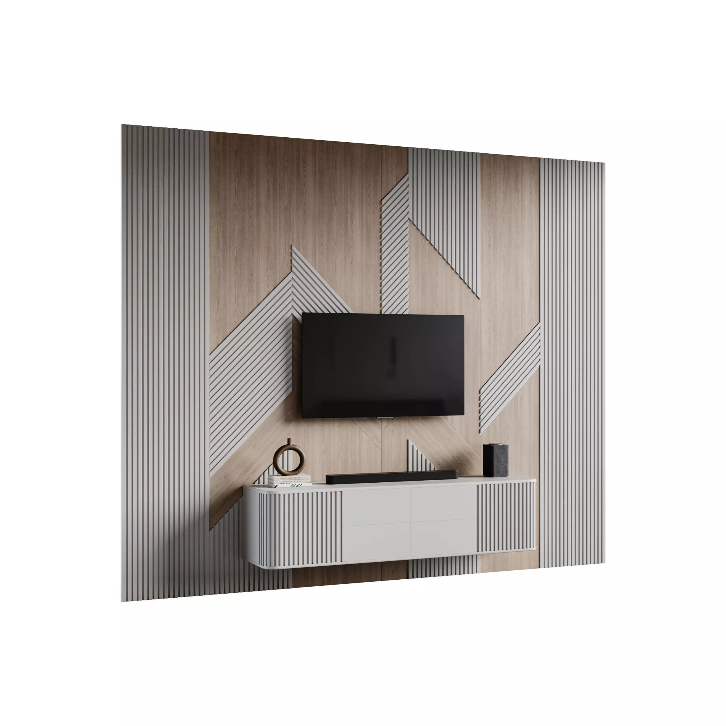 Modern TV Wall 034 3D model_0