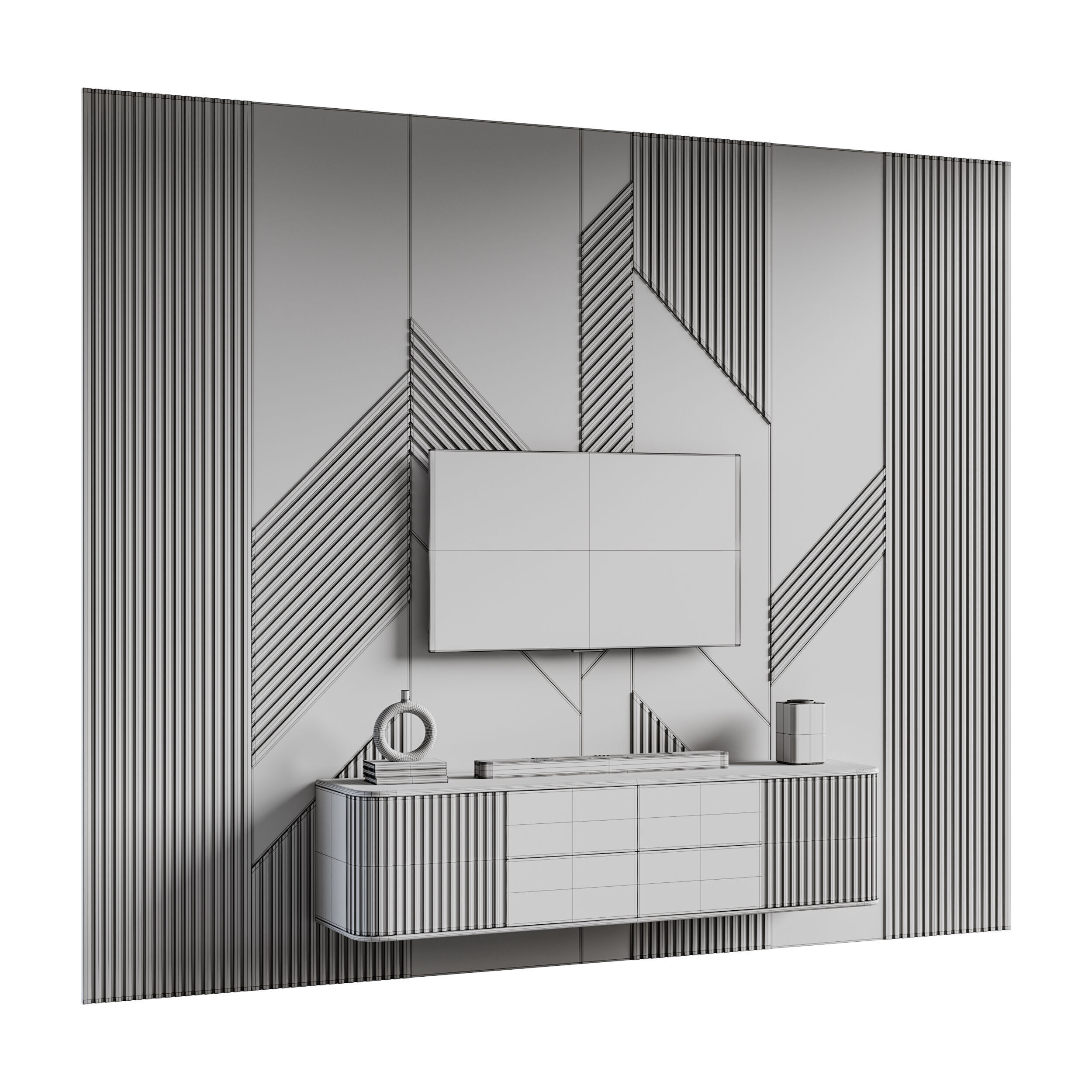 Modern TV Wall 034 3D model_13