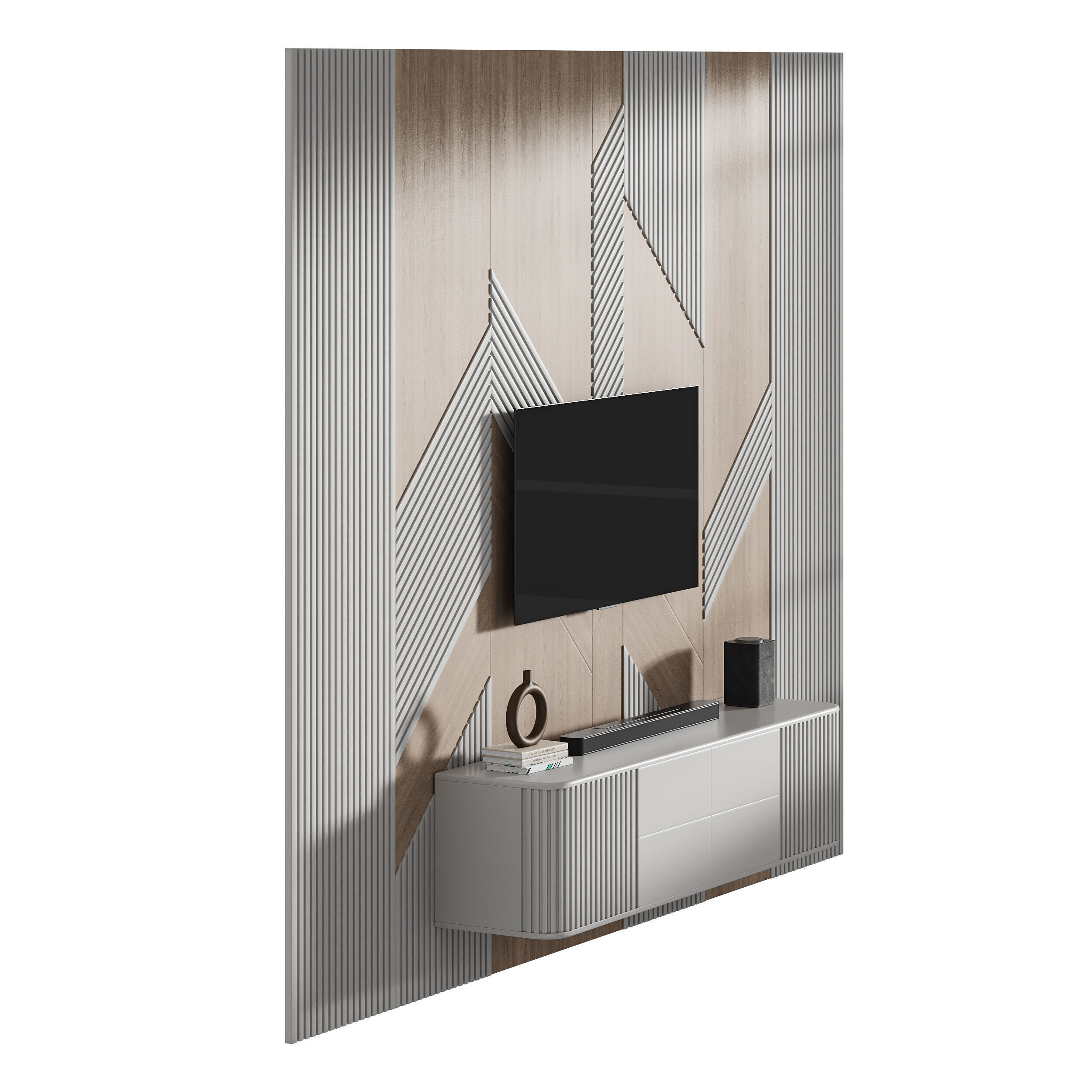 Modern TV Wall 034 3D model_2