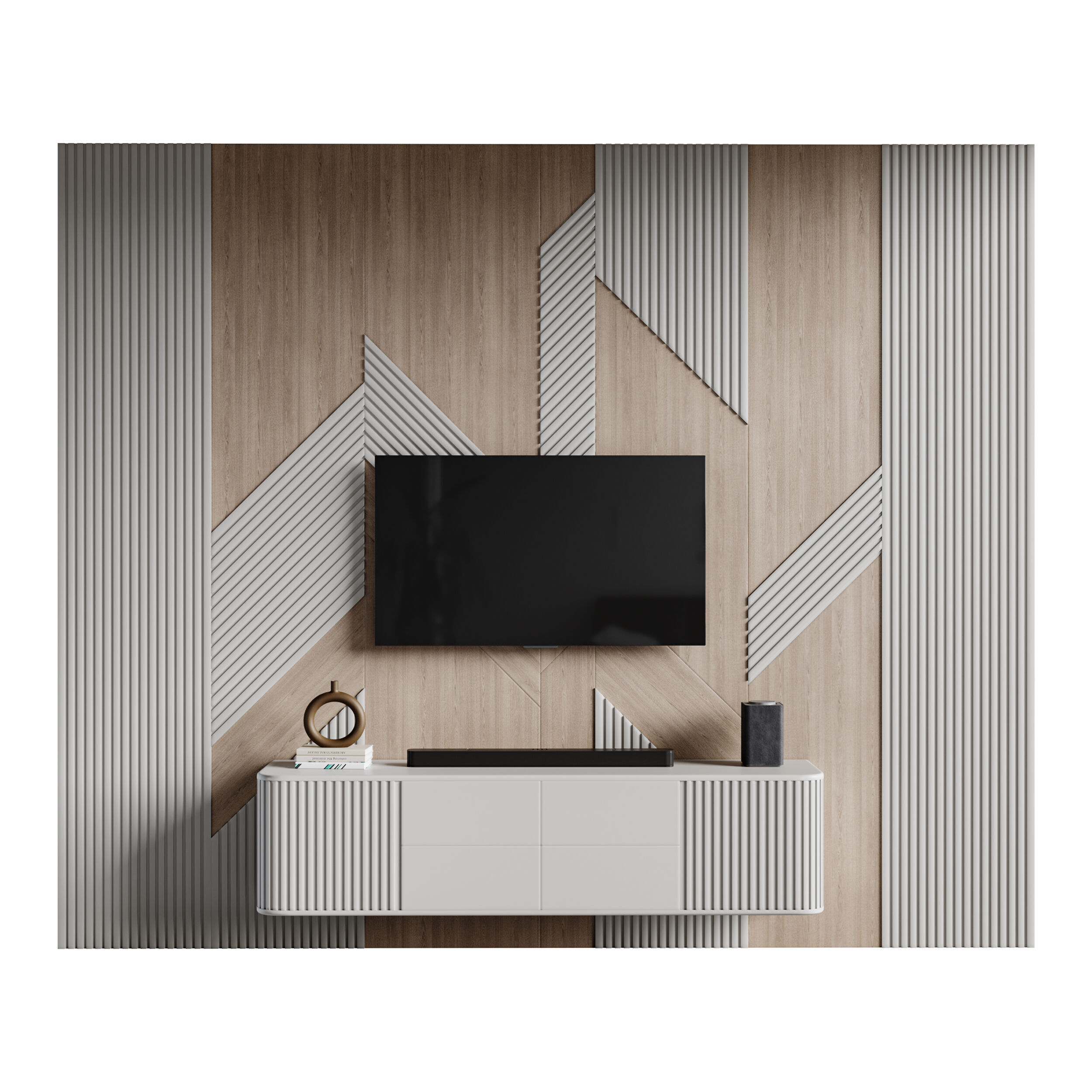 Modern TV Wall 034 3D model_1