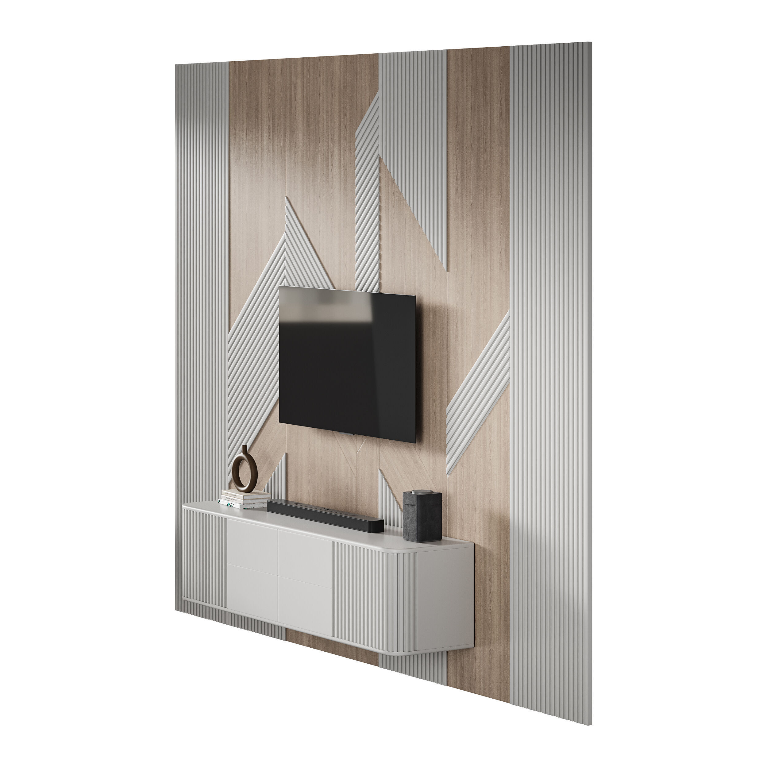 Modern TV Wall 034 3D model_3