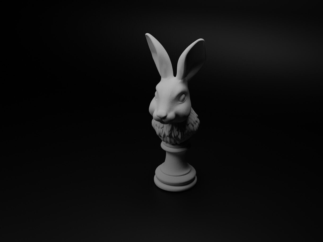 Rabbit Animal Bust Chess 3D print model_1