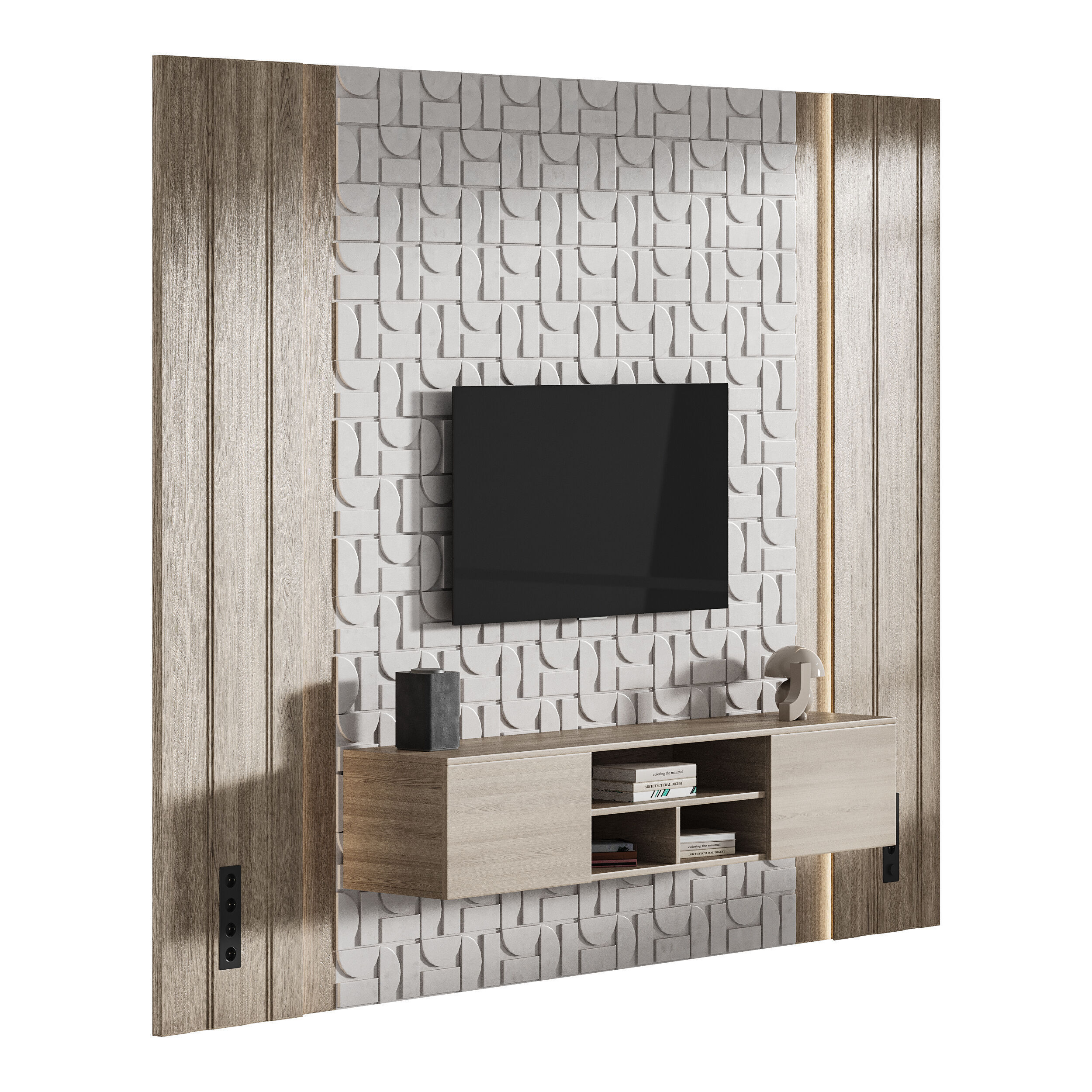 Modern TV Wall 035 3D model_2