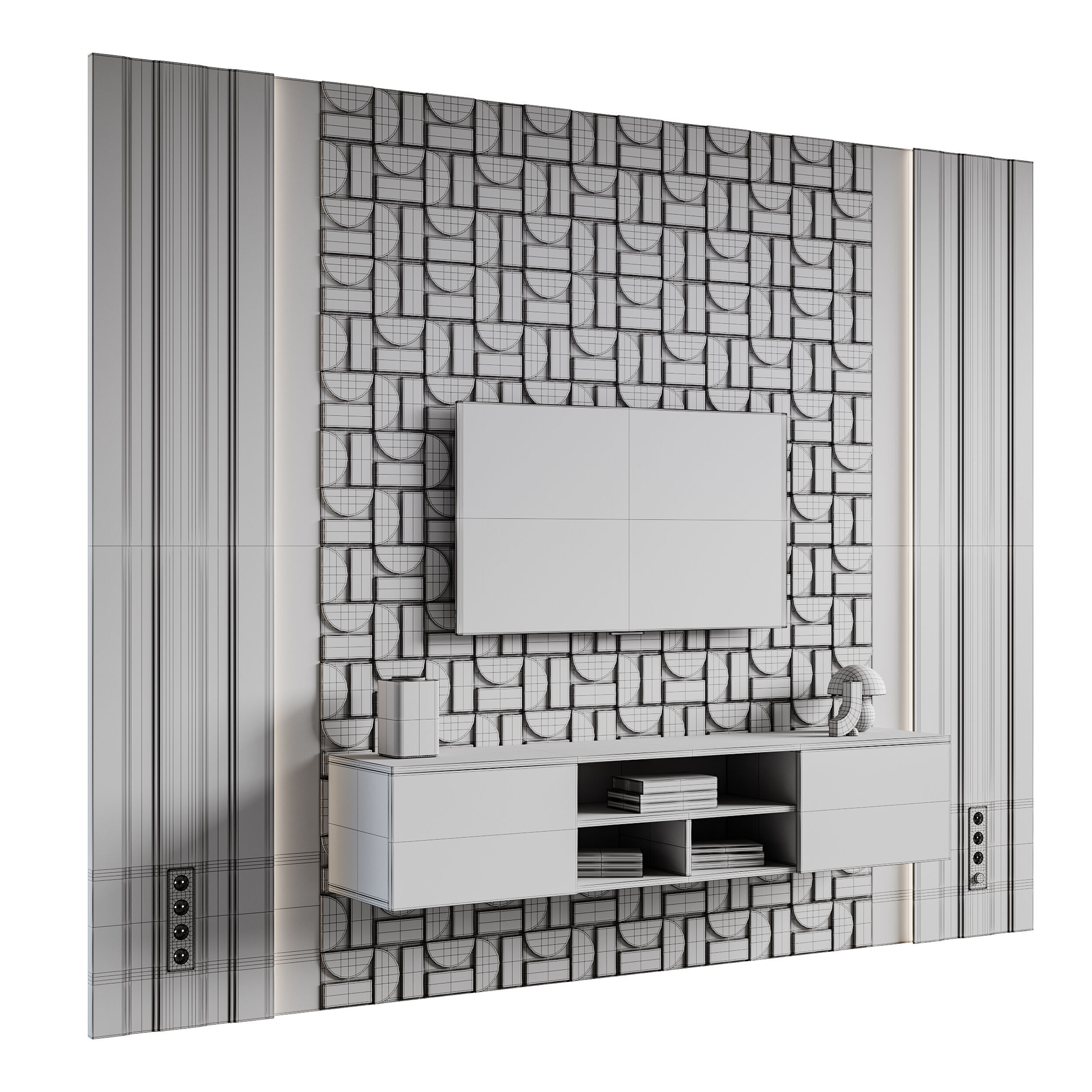 Modern TV Wall 035 3D model_13