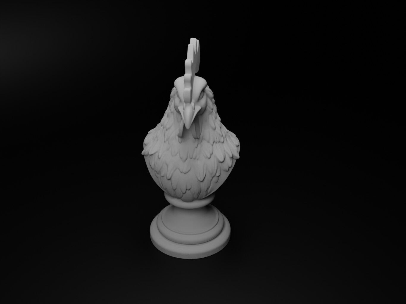 Rooster Animal Bust Chess 3D print model_2