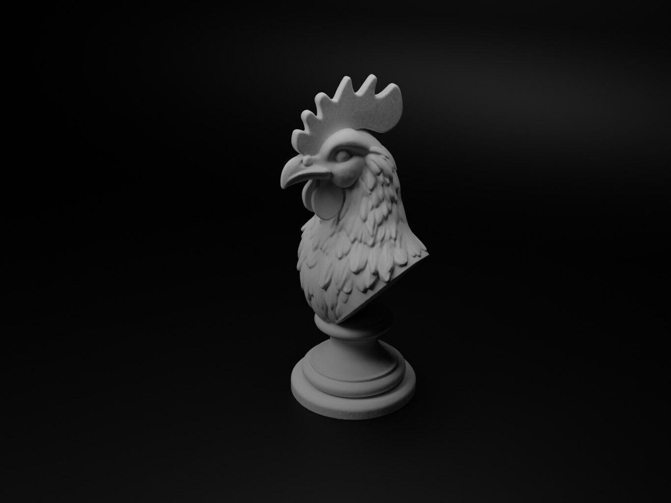 Rooster Animal Bust Chess 3D print model_1