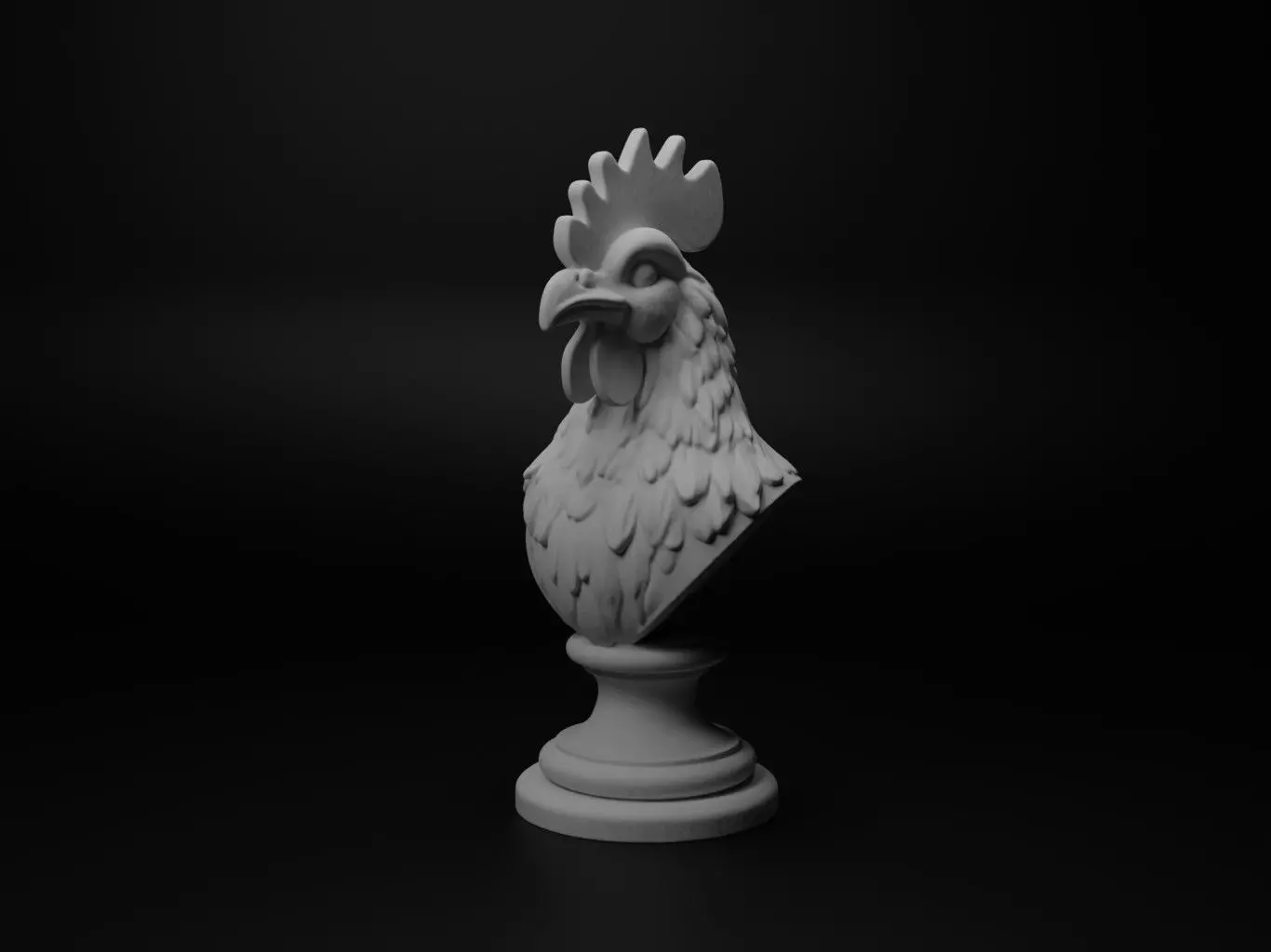 Rooster Animal Bust Chess 3D print model_0