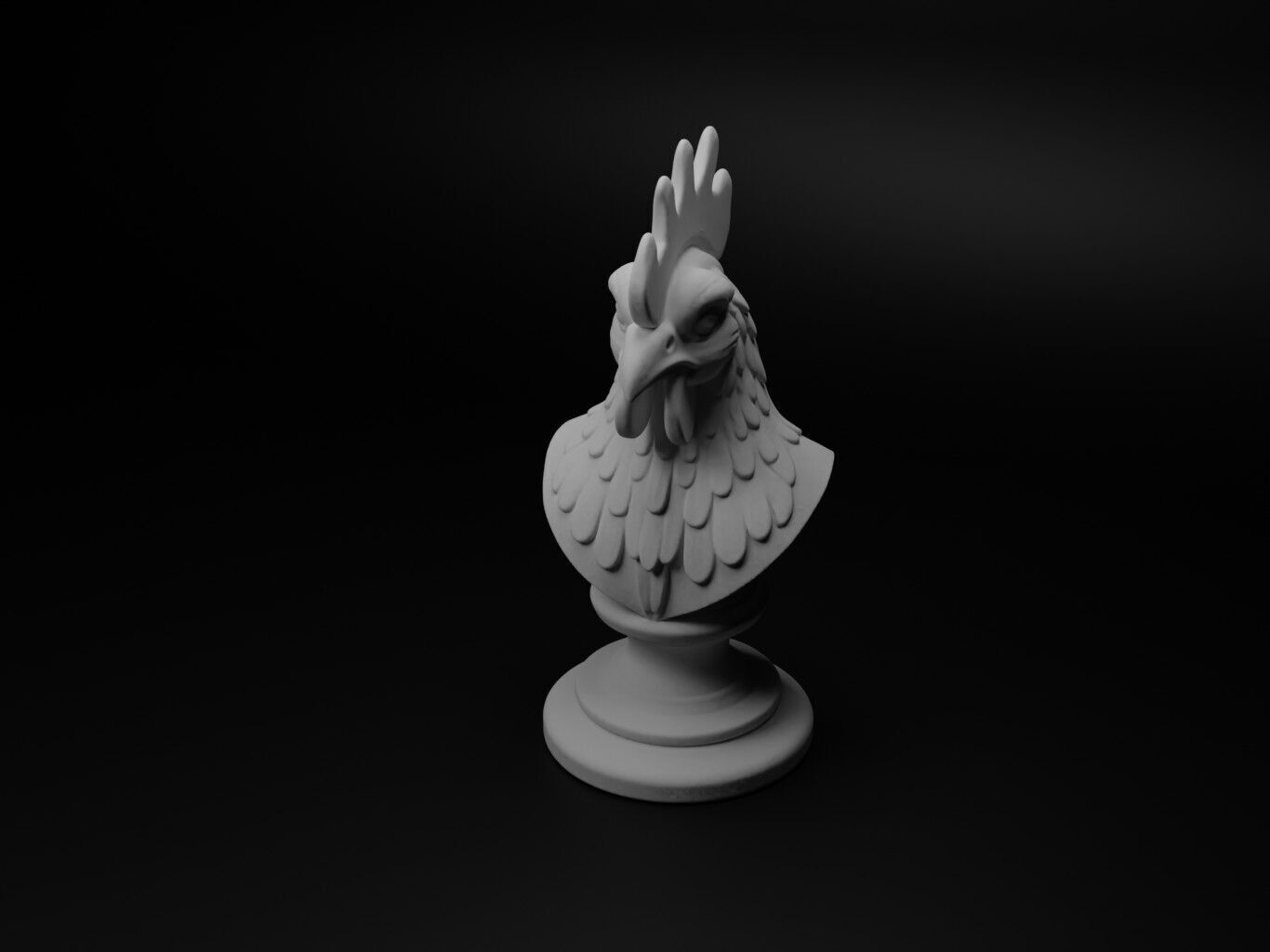 Rooster Animal Bust Chess 3D print model_1