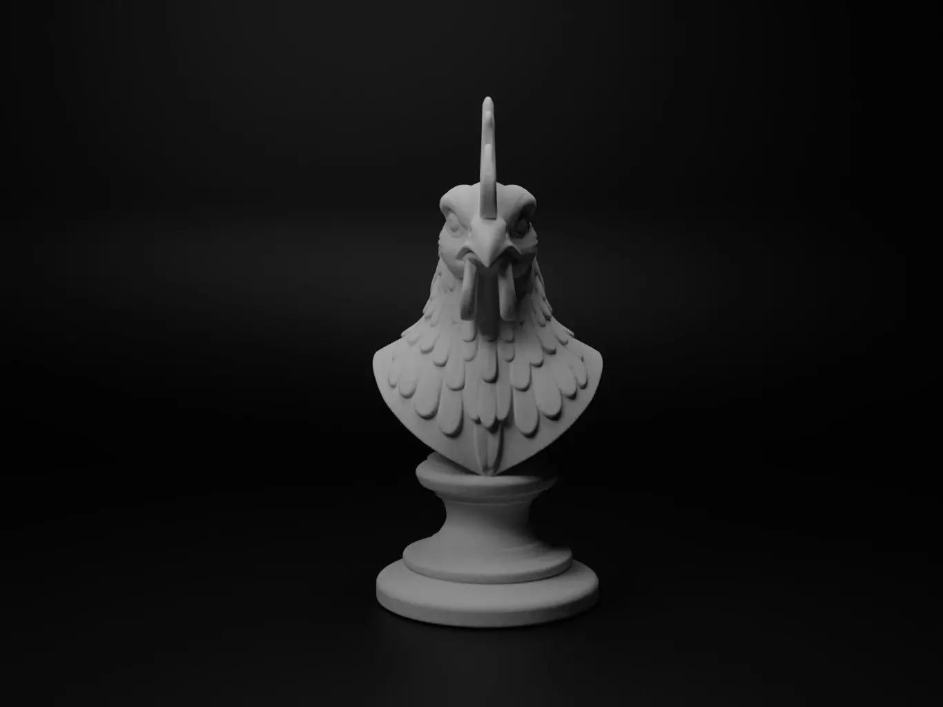 Rooster Animal Bust Chess 3D print model_0
