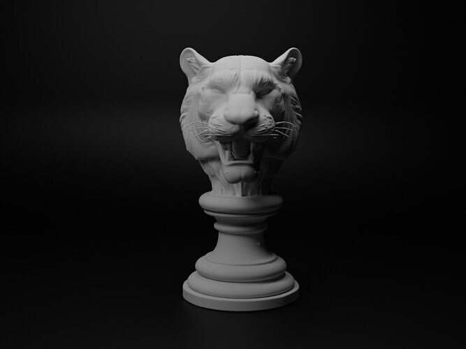 Siberian Tiger Animal Bust Chess 3D print model