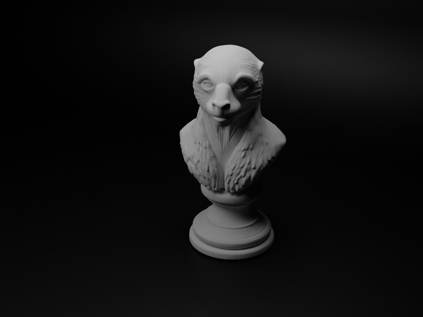 Sloth Animal Bust Chess 3D print model_1