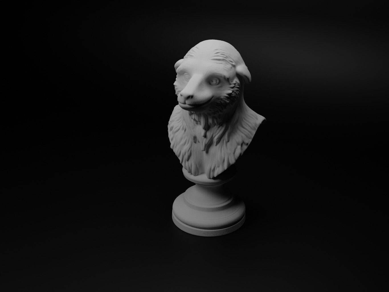 Sloth Animal Bust Chess 3D print model_1