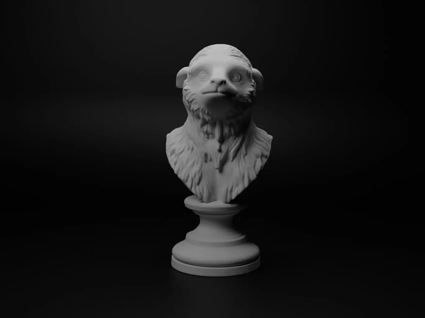 Sloth Animal Bust Chess 3D print model_0