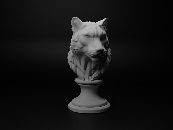 Snow Leopard Animal Bust Chess 3D print model