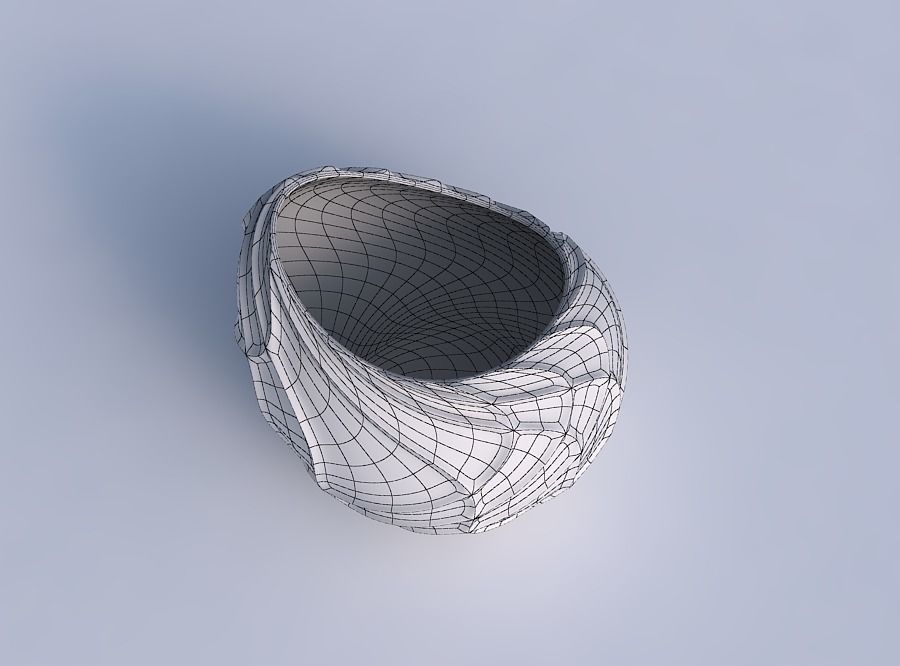 Bowl skewed and twisted with wavy sparse extruded lines 3D print model_6