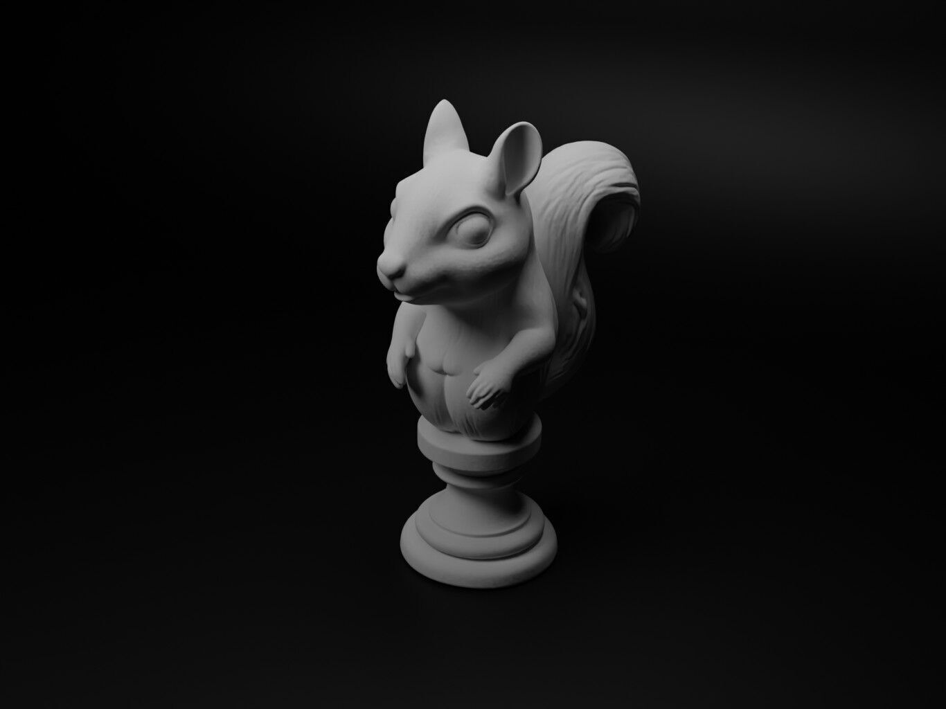 Squirrel Animal Bust Chess 3D print model_1