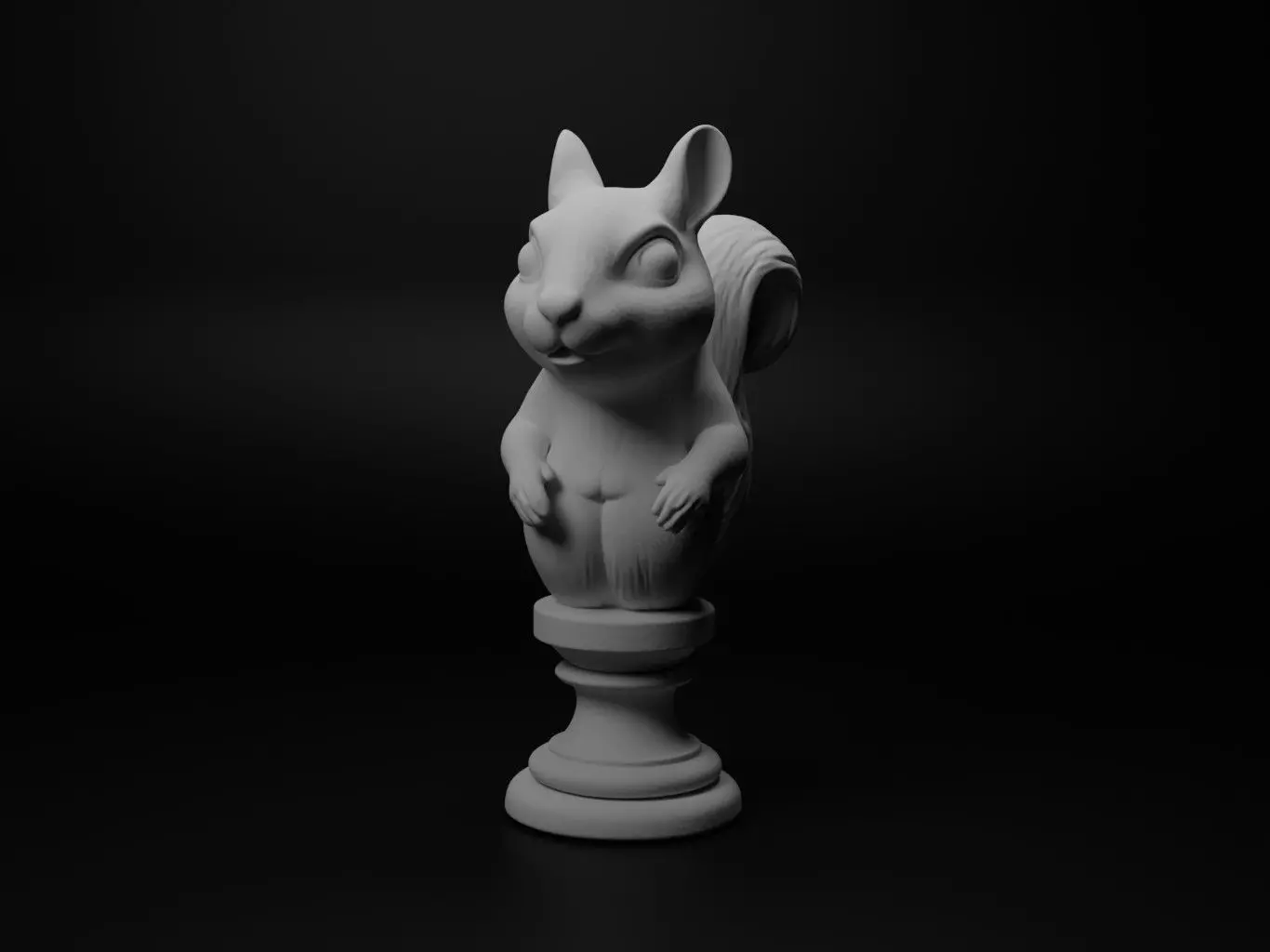Squirrel Animal Bust Chess 3D print model_0